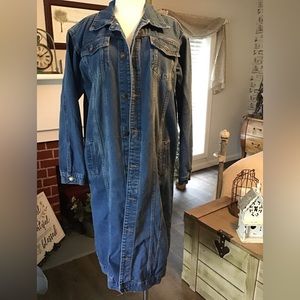 Denim Jean maxi length coat/jacket. EUC